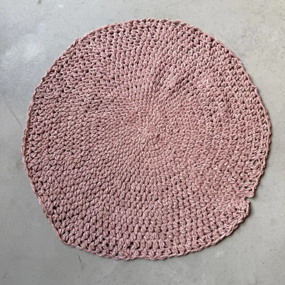Handmade Pink Crochet Round Rug